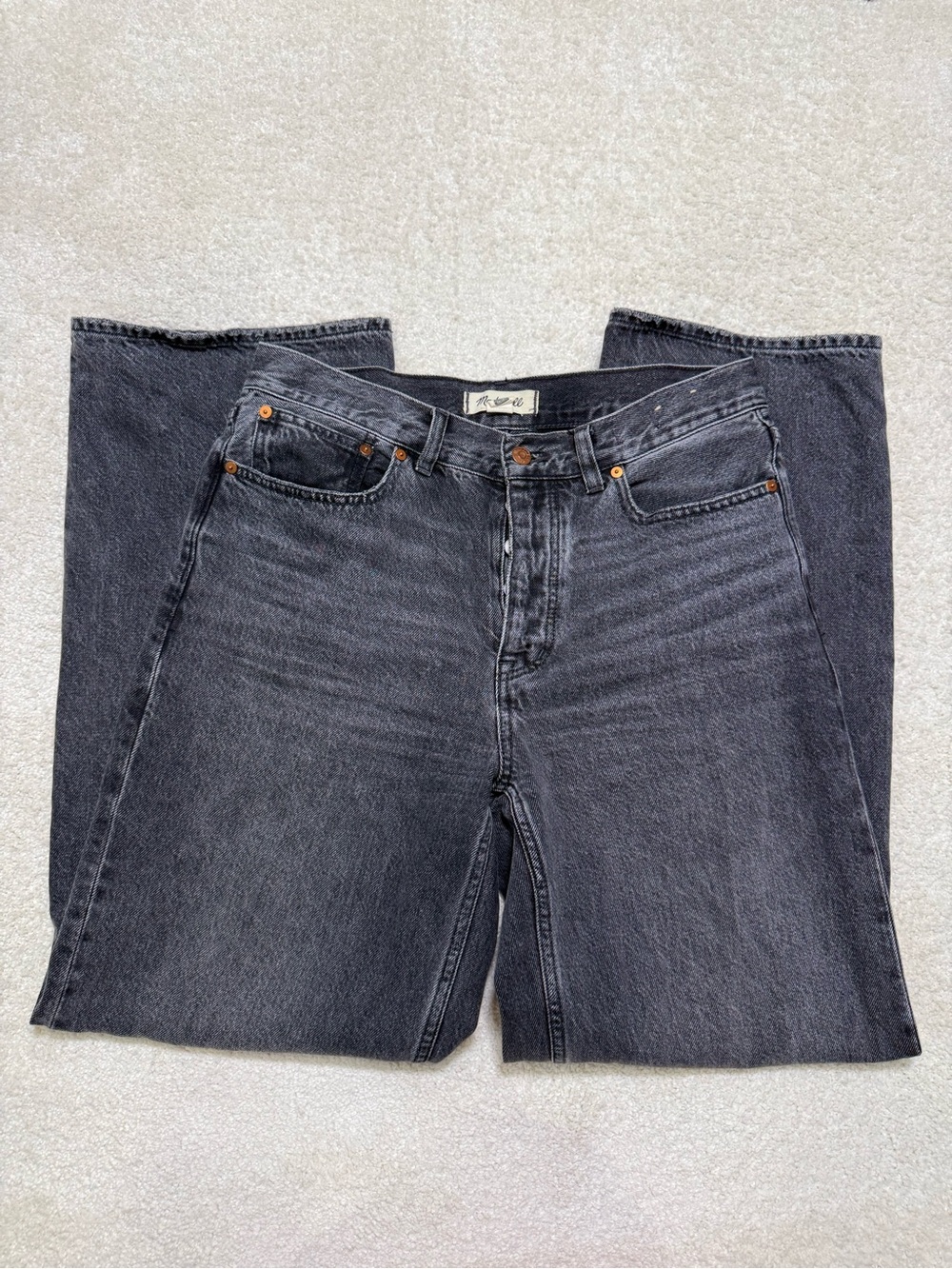 Madewell Low Slung Baggy Denim Jeans Washed Black Kingswood Wash Rigid Size 27 4 - Picture 3 of 14